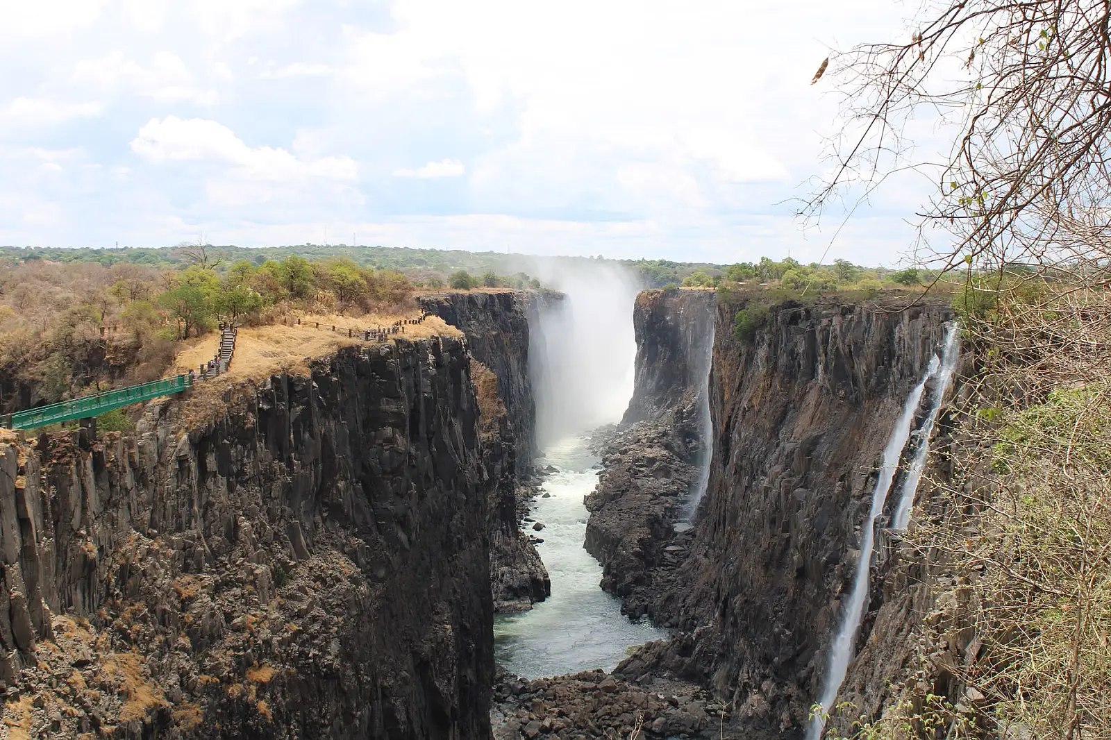 On the Zambezi River, roughly 12–15km upstream of Victoria Falls, Livingstone, Zambia (sources give slightly different distances)